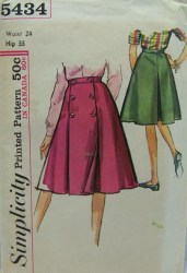 5434 1964 FRONT WRAP COACHMAN PANEL SKIRT PATTERN 26 WST